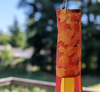 Madrona Brands Fall Leaves Windsock | Durable Outdoor Hanging Wind Decoration | Patio, Porch, Yard | 48 Inch