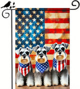 BlissYard Patriotic Schnauzer Garden Flag 12x18 Inch Double Sided Vertical Cute Puppy Small Yard Flag American Flag Dog Outdoor Decor Lawn Garden Banner 4th of July Independence Day Decoration