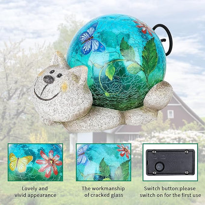 Solar Garden Statues Outdoor Decor - Cat Outdoor Statues with Solar Lights Resin Cat Sculptures for Yard Art Lawn Ornaments, Valentines Day Gifts, Housewarming Garden Gifts