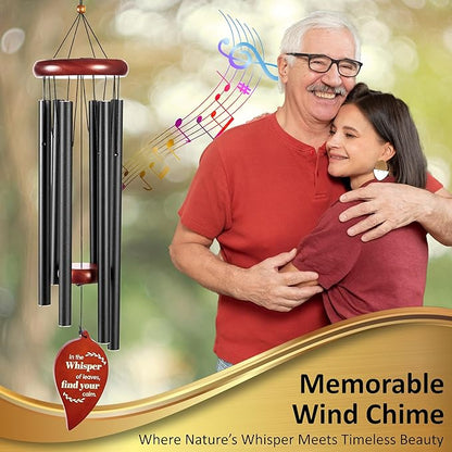 Wind Chimes for Outside – Memorial Wind Chimes 32" for Loss of Loved One with Leaf Spinner, Bereavement & Sympathy Gift, Soothing Tones, Bronze Finish