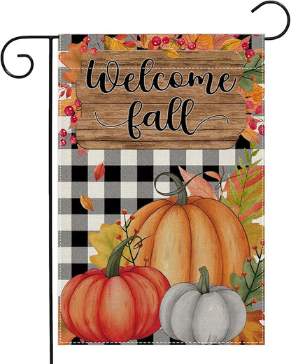 Garden Flags, Garden Flag, Stained Glass Style Pumpkin Maple Leaf Double-Sided Flags for Farmhouse Yard Outdoor Decoration-12 x 18inch (Pumpki6)