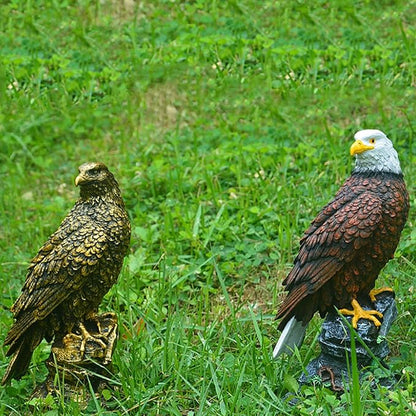 Bald Eagle Statue, Lifelike Resin Eagle Sculpture with Wide Wingspan Outdoor Garden Decor Standing Bird Lawn Ornament for Nature Lovers Home Party Decoration
