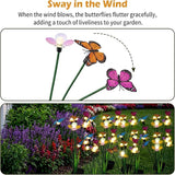 Hoikwo Solar Garden Lights 4 Pack, Swaying Butterfly Flower Stakes Outdoor, Lifelike Butterflies and Flowers with 6 LED Warm Lights, Solar Lights Decor for Yard, Patio, Garden, Pathway