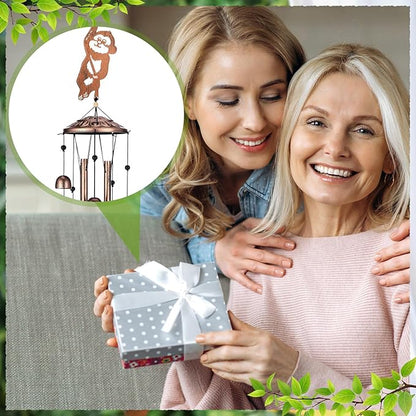 VioraWhite Monkey Wind Chimes Decoration for Outside Metal Windchimes Monkey Gifts for Women Men Wind Chime Garden Decor Outdoor, Memorial Housewarming Festival Birthday Gifts Front Yard Decor