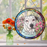NAZENTI Personalized Pet Ornament Remembrance, Pet Stained Glass Suncatcher, Gifts for Fur Lovers, Custom Name Dog Photo Memorial Ornament Window Hanging, Home Decor, Gift for Loss of Pet Dog Cat