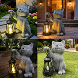 YODY Garden Statues Outdoor Garden Decor: Cat Statue with Solar Lantern for Yard Art Lawn Ornaments Porch Patio Balcony Home House - Birthday Gifts for Grandma Mom Women