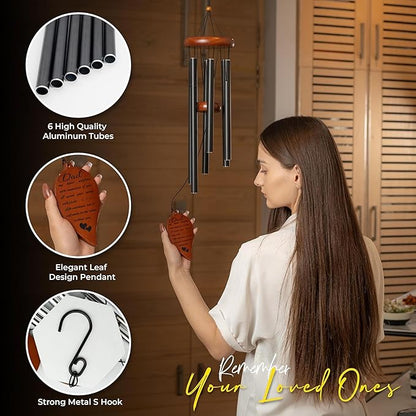 Best Memorial Wind Chimes for Loss of Father - 32.5" Long - Unique Sympathy Wind Chimes for Loss of Father - Prime Bereavement Gifts for Loss of Father - Finest Remembrance Gifts for Loss of Father