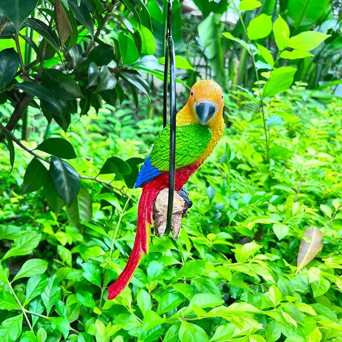 Lifelike Hanging Parrot Statues, Tiki Bar Parrot, Realistic Bird Garden Ornaments Outdoor Figurines, Polyresin, Full Color