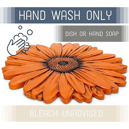 Magnolia Garden 12-Inch Sculpted Yellow Daisy Decorative Stepping Stone – 3D Floral Resin Garden Walkway Tile – Vibrant Flower Outdoor Accent