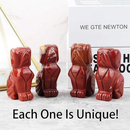 SMQ Dog Gifts Home Decor Crystal Figurines Hand Carved Gemstone Puppy Yoga Dog Memorial Stone Sculpture Mookaite Animal Collectibles Reiki Healing Statue for Garden,Bookshelf,Office,2"