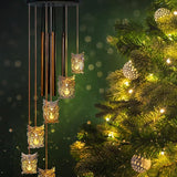 Solar Owl Wind Chimes Outdoor,Solar Wind Chimes for Outside,Hanging Lights Warm LED Garden Patio Yard Decor,Gardening Gifts for Wife Mother Grandmom,Christmas Yard Decorations