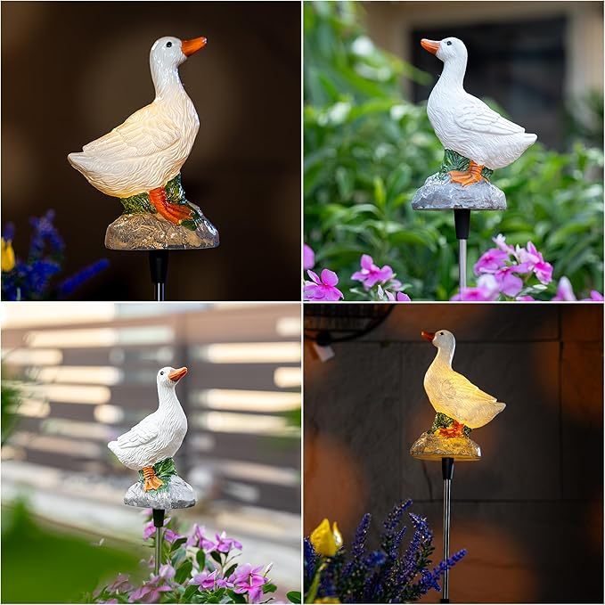 Solar Lights Outdoor Waterproof - Motion Activated Goose Light with Realistic Sound, Solar Powered Garden Decor for Lawn Patio Yard, Unique Gift for Mom & Grandma