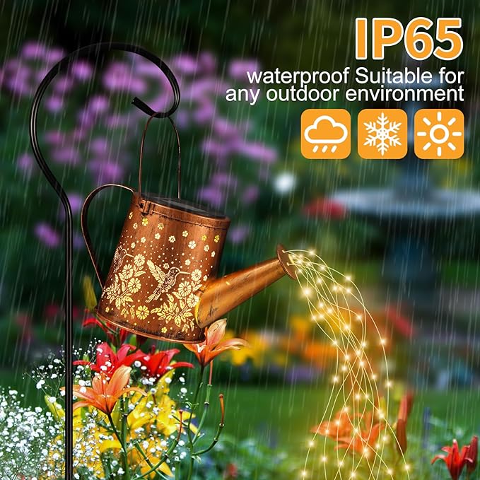Solar Watering Can Light, Solar Powered Hanging Lantern Landscape Lights, Decorative Garden for Yard Waterproof Garden Decor, Gifts for Mom, Grandma（Hummingbird）