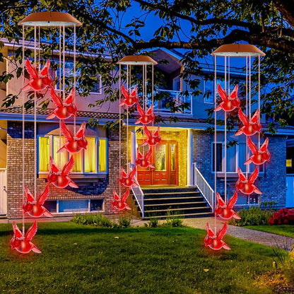 Cardinal Solar Wind Chimes for Outside, Cardinal Wind Chimes Gifts for Mom Grandma Women Wife Girls, IP65 Waterproof Hanging Memorial Red Bird LED Lights for Holiday Garden Yard Window Outdoor Decor