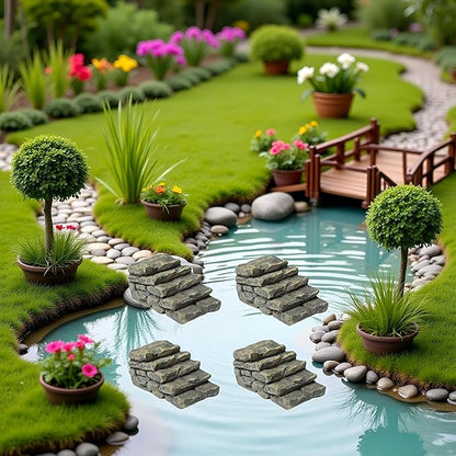 4 PCS Miniature Stone Steps Artificial Decor Craft Home Fairy Garden Flower Pot Miniature Bridge Ornament Garden Stairs Accessories Outdoor Statues