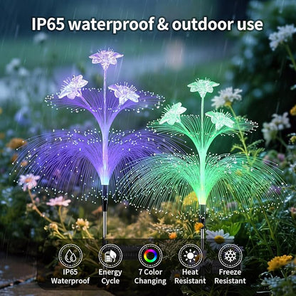 Solar Jellyfish Lights Outdoor - Waterproof LED Color Changing Garden Decor Hanging Lights, Auto-On/Off Solar Powered Yard Ornaments for Patio, Lawn, Festival Decoration (2 Pack)