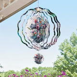 Cross Wind Spinners Outdoor - 3D Christian Christmas Winter Wind Spinner for Yard Patio Ornament Garden Decor, 12 Inch Hanging Kinetic Metal Wind Spinners Xmas Merry Gifts for Mom