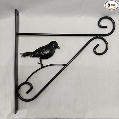 JunC Black Iron Candle Holder Hanger with Hooks for Hanging Plants Indoor Outdoor Wall Mount, Metal Bracket,Bird Feeder Hook, Wind Chime Holder (10lb Capacity) (Bird)