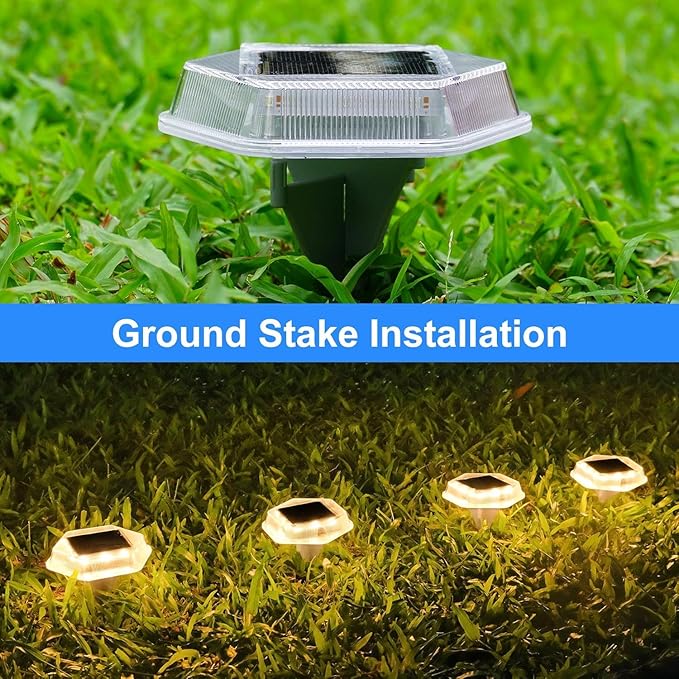 Solar Deck Lights Dock Step Lights-12 Packs Waterproof 1200mAh Auto ON/Off LED Solor Powered Stair Lighting for Outdoor Garden, Patio, Pathway, Walkway, Driveway (Warm White)