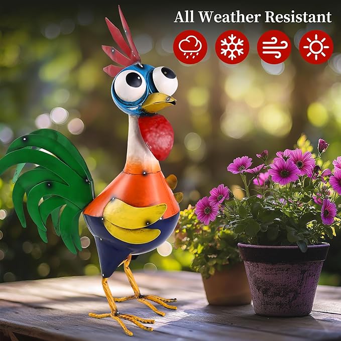 Ratuor Large Metal Rooster Decor Garden Statue Chicken Yard Art Kitchen Outdoor Decoration Gifts for Women Mom