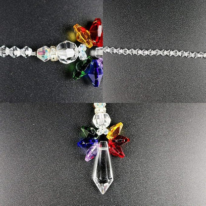 Rainbow Guardian Angel Crystal Suncatcher for Home/Car Decoration & Porch Decor & Hangings Crystal Glass Ornament for Christmas Tree Christmas Ornaments for Tree Gift for Mom Women (Rainbow)