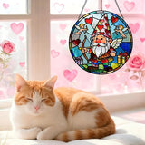 Funoasis Romantic Valentine's Day Stained Glass 6.3 Inches Suncatcher - Cupid Arrow and Heart Ornaments Window Hanging Gift for Her & Him