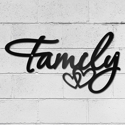 CREATCABIN Family Metal Wall Art Decor Black Wall Silhouette Hanging Decor Iron Wire Wall Art Sculpture Decoration Sign Cut Out Minimalist Blessed Ornament for Farmhouse Indoor Outdoor Home 6 x 12Inch