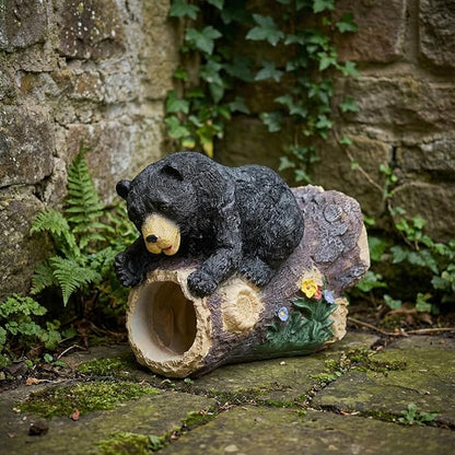 Elenon Bear Decorative Gutter Downspout Extension Statue, Animal Gutter Guardian Rain Downspout Extender, Garden Splash Block Outdoor Sculpture for 2" × 3" Down Spouts Decor