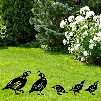 GLOBLELAND 5 Pcs Quail Birds Garden Stakes Birds Metal Decorative Garden Stakes Metal Yard Signs Decoration for Lawn Patio Yard Garden Decor