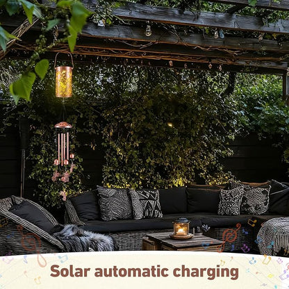 Retisee Hummingbird Solar Wind Chimes Outdoor Metal Hummingbird Gifts Solar Light Windchimes Outside Indoors Christmas Decoration Birthday Gift for Home Lawn Porch Patio Garden Yard