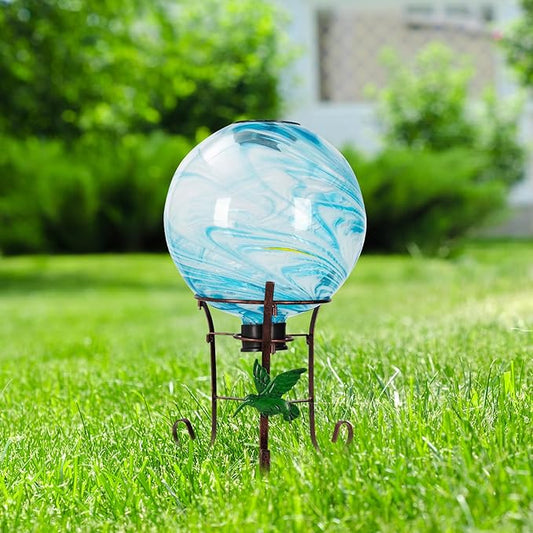 9.4" Tall Gazing Ball Stand, Tripod Gazing Globe Stand for 10-12 Inches Gazing Globe, Metal Gazing Ball Display Holder for Outdoor Garden Lawn Yard, Copper