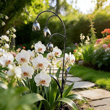 Metal Lily of The Valley Garden Sculpture,Handmade Metal Flower Garden Stake for Garden Decoration,Wrought Iron Lily of The Valley Sculpture for Patio, Pathway, Garden Decor Gift (2pc)