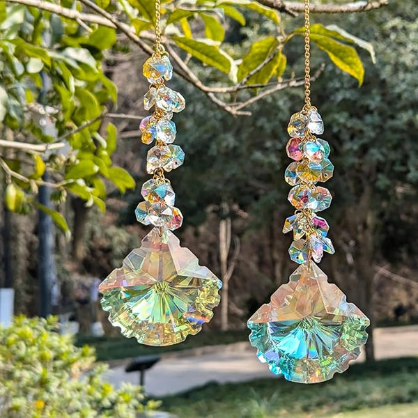 Crystal suncatchers, 76mm Axe AB auraro Crystals Sun Catchers with Crystals Chandelier Beads,Hanging Window Suncatchers, Rainbow Make for car,Ceiling,Wedding, Party, Mom,Daughter Gift(2 pcs)