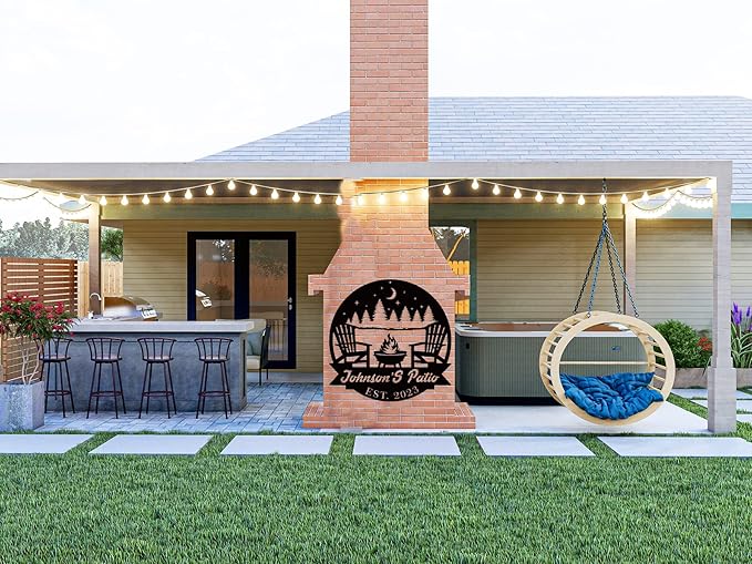 Welcome to Our Backyard Sign,Personalized Patio Signs and Decor Outdoor, Metal Backyard BBQ Sign, Personalized Pool Name Man Cave