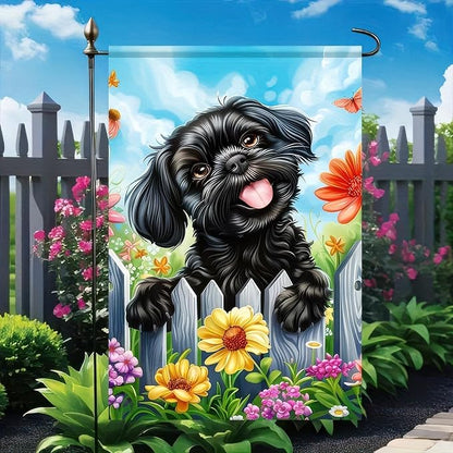 BlissYard Welcome Spring Summer Garden Flag Shih Tzu Dog 12 X18 Inch Double Side Colorful Flowers Yard Flag Butterfly Puppy Banner Seasonal Yard Flag Outdoor Decoration for Porch Lawn Patio Flower