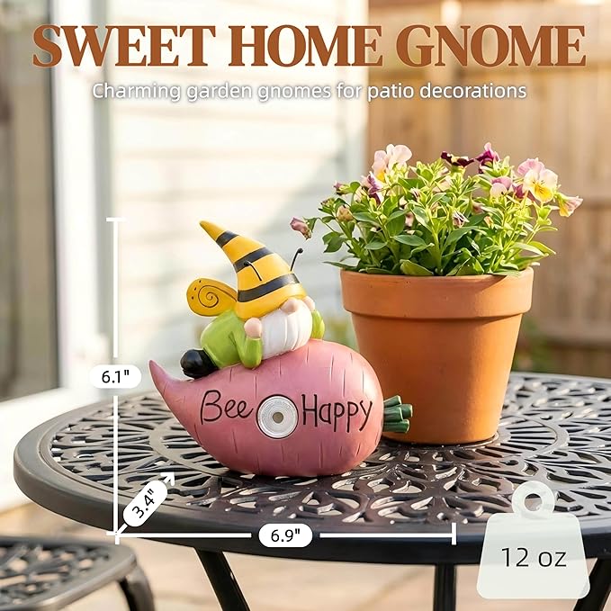 Garden Gnomes Outdoor, Solar Gnome Garden Statue & Fairy Garden Accessories, Funny Garden Gnome Yard Ornaments & Lawn Statues, Resin Decor Gnomes Gifts for Women Mom