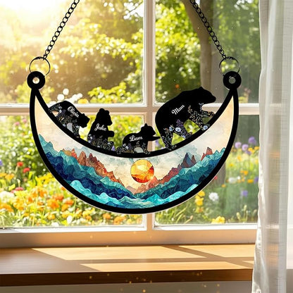 Personalized Grandma Sun Catchers, Custom Mama Bear Sun Catcher Acrylic, Custom Bear Family Wood Ornament, Mothers Day Grandma Mom Gifts, Gifts for Nana Mimi 3
