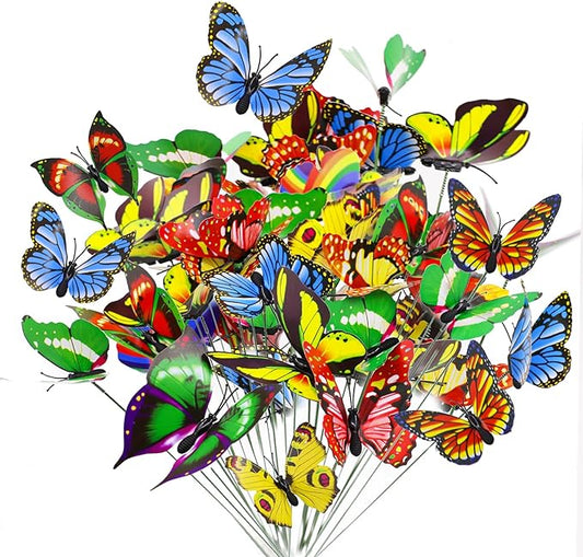 Tuxiaobu 24 Pcs Butterfly Garden Decor Stakes - Fake Butterfly Floral Picks Cake Party Butterflies Decorations for Indoor Outdoor Flower Pot Thanksgiving Christmas Whimsical Gifts