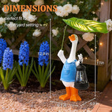 Goose Garden Statues Porch Goose Statue Holding Leaf with Solar Lantern Front Porch Yard Lawn Spring Outdoor Decorations Duck Easter Christmas Birthday Gifts for Mom Women