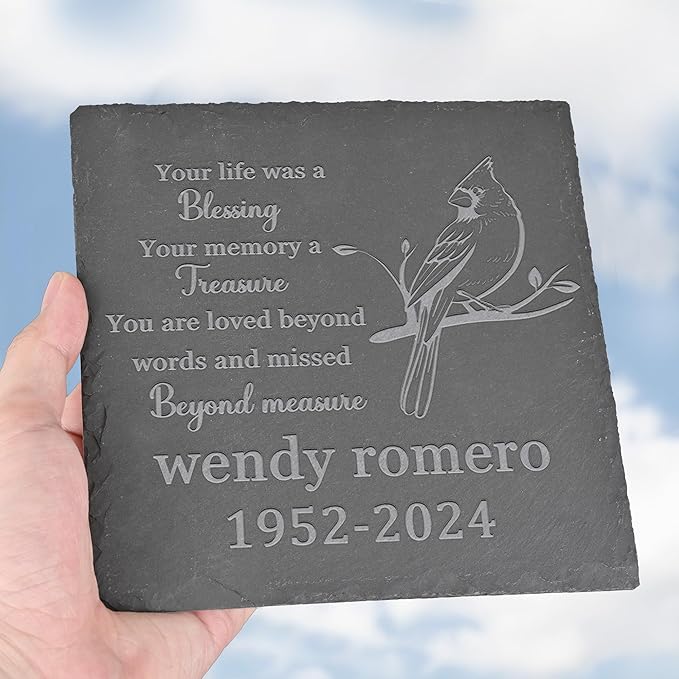 Personalized Memorial Stone Memorial Garden Stone - Sympathy Gifts for Loss of Dad, Mom or Loved One - Bereavement, Remembrance and Condolence Gift - Loved Beyond Words Square