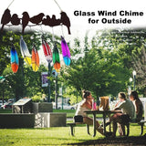 Glass Wind Chime for Outside Metal Bird Yard Art Colored Glass Memorial Wind Chimes for Mom Loved One Gifts