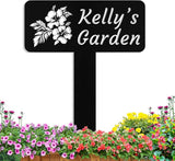 Personalized Metal Garden Signs with Stake, Custom Garden Name Signs for Outside Waterproof, Customized Name Sign Yard Lawn Gardens Decor Gardening Gifts for Moms Grandmas Gardeners