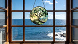 Funoasis Stained Glass Window Hanging 6.3 Inches Suncatcher - The Green Tree On The Mountaintop Ornaments Sun Catcher Home Decor Women Birthday