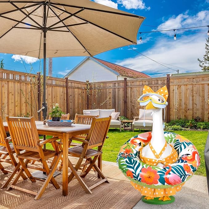 JcHrmers Diving Porch Goose Outfits Swimming Goose Outfits Bikini Lawn Porch Goose Clothes Fits 23" Cement Plastic Goose Statue for Summer Outdoor Garden Yard Patio Decoration