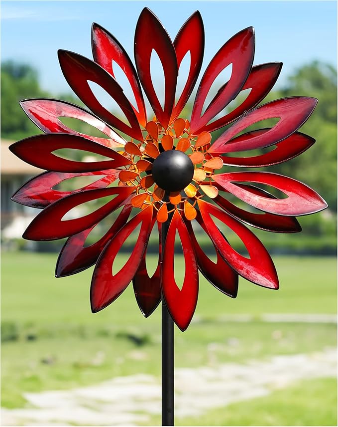 Metal Wind Spinners Outdoor - 83" Tall Wind Sculpture for Yard Garden with Ground Stake, Kinetic Yard Art Lawn Decor, Unique Gift for Garden Lover