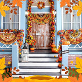 6 Pcs Hello Fall Bunting Flag Thanksgiving Pumpkin Welcome Fall Outdoor Half Banner Happy Harvest Autumn Pumpkin Squirrel Pattern Bunting Flag for Thanksgiving Garden Decor, 1.5 x 3 ft