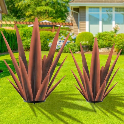 TOMBABY Enlarge Metal Plants Tequila Rustic Sculpture, Outdoor Patio Yard, Home Decor Hand Painted Agave Garden Statue, Outdoor Lawn Ornaments Yard Stakes for Mom Gift (1 Large coppery)