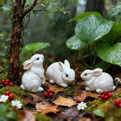 Bunny Decor Yard Decorations Outdoor, Set of 3 Resin Garden Rabbit Figurines, Yard Animals Statue, Bunny Statue for Home Garden Easter Decorations, Easter Rabbit Figurines mom Gifts