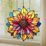 Mandala Sunflower Flower Acrylic Suncatcher, Flower Suncatchers for Window Hangings, Stained Glass Effect Garden Decor, Gift for Mother's Day, Mom, Grandma, Wife, Women