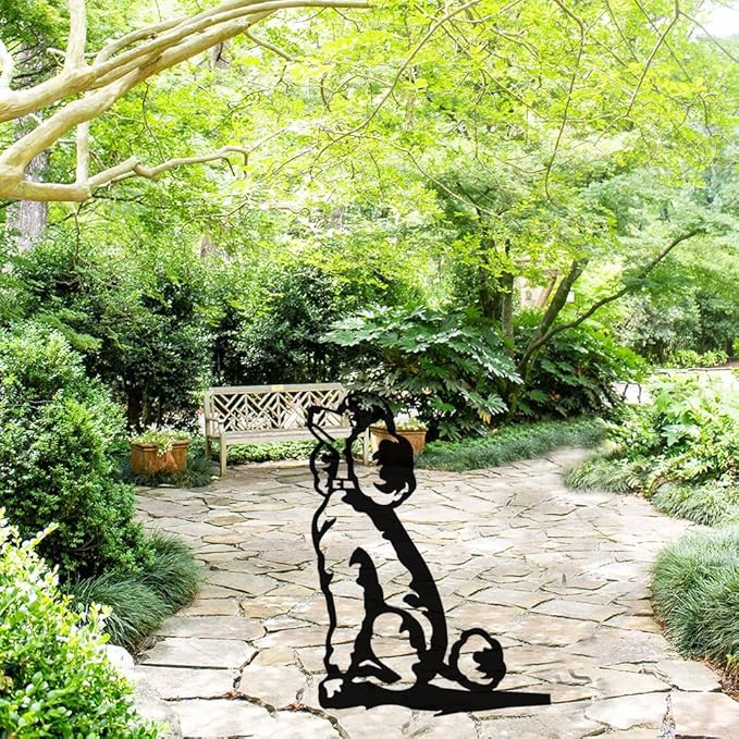 Adorable Dog Stake Decoration Yard Garden Outdoor Poodle Lawn Decor Metal Art Dog Silhouette Decoration Steel Dogs Statue Adorable Ornament Gift (Poodle)